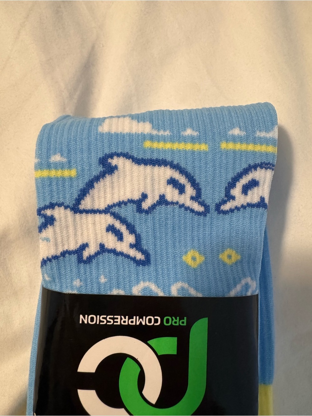 Women’s Pro Compression Socks Light Blue Dolphin L/XL New